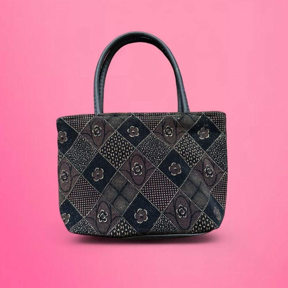 vintage 90s y2k patchwork mini tote bag